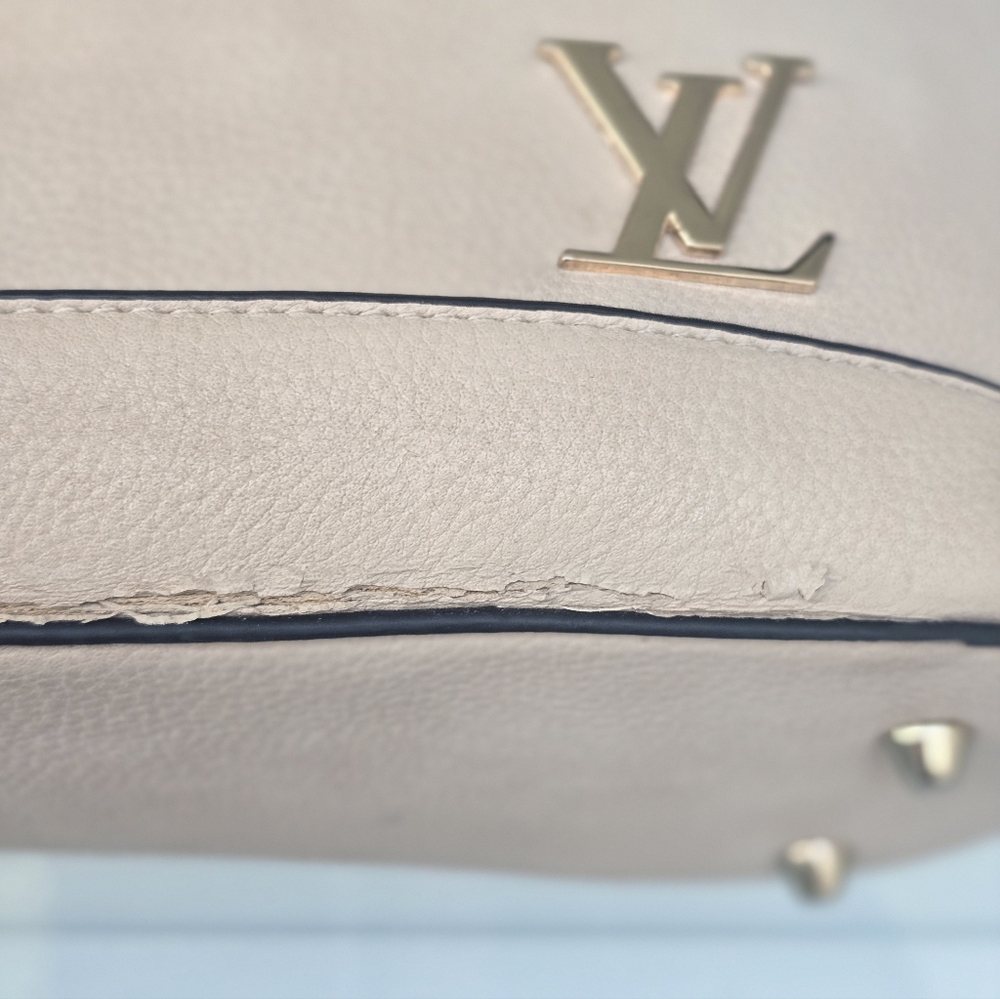 Louis Vuitton Women Taupe Satchel Beige Small Flaw 8x10 - Picture 5 of 16
